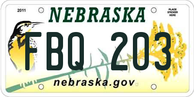 NE license plate FBQ203