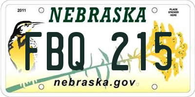 NE license plate FBQ215