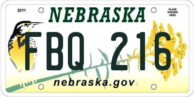NE license plate FBQ216