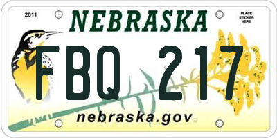 NE license plate FBQ217