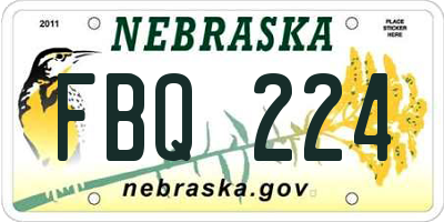 NE license plate FBQ224