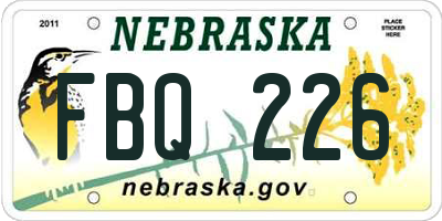 NE license plate FBQ226