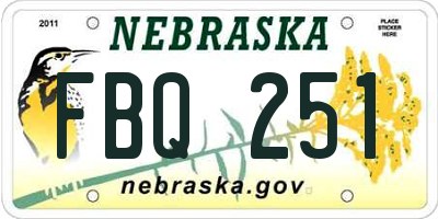 NE license plate FBQ251