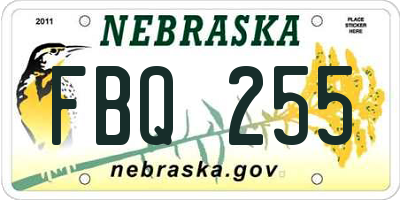 NE license plate FBQ255
