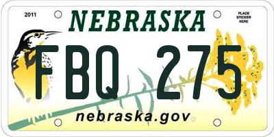 NE license plate FBQ275