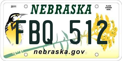 NE license plate FBQ512