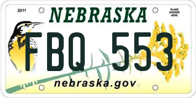 NE license plate FBQ553