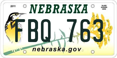 NE license plate FBQ763
