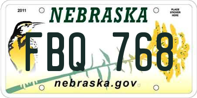 NE license plate FBQ768