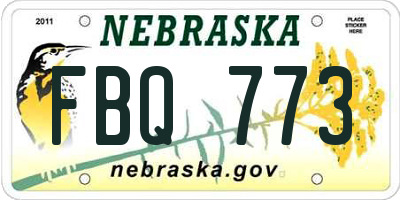NE license plate FBQ773