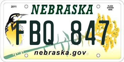 NE license plate FBQ847