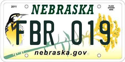 NE license plate FBR019