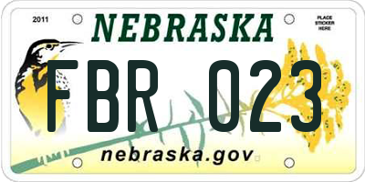 NE license plate FBR023