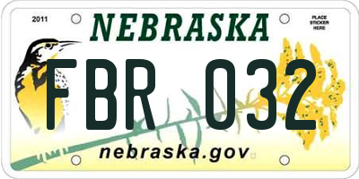 NE license plate FBR032