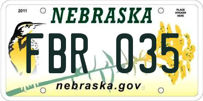 NE license plate FBR035