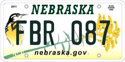 NE license plate FBR087