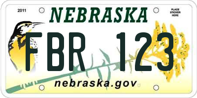 NE license plate FBR123