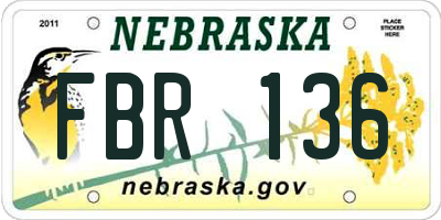 NE license plate FBR136