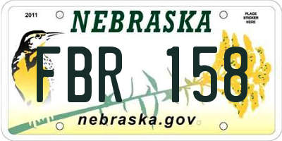 NE license plate FBR158