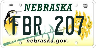 NE license plate FBR207