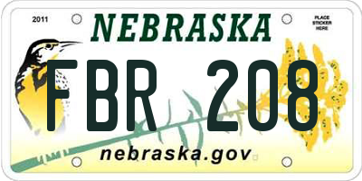 NE license plate FBR208