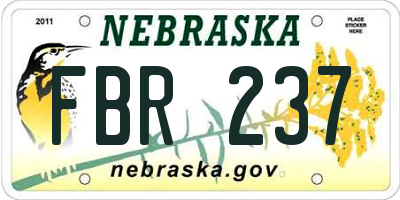 NE license plate FBR237