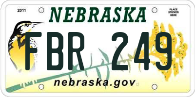 NE license plate FBR249