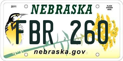 NE license plate FBR260