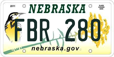 NE license plate FBR280