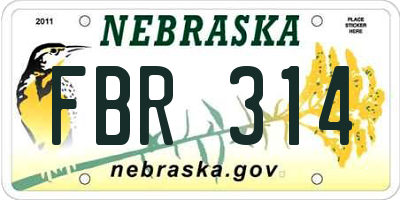 NE license plate FBR314