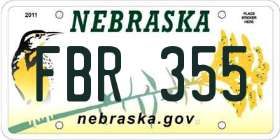 NE license plate FBR355