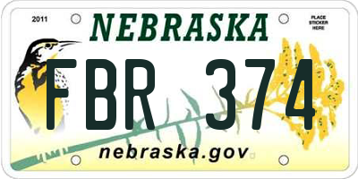 NE license plate FBR374