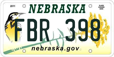 NE license plate FBR398