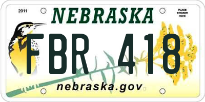 NE license plate FBR418