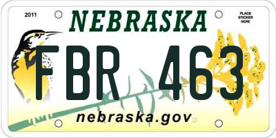 NE license plate FBR463