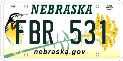 NE license plate FBR531