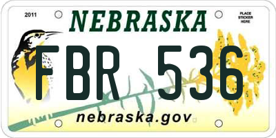 NE license plate FBR536