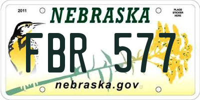 NE license plate FBR577