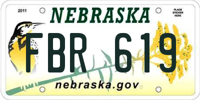 NE license plate FBR619