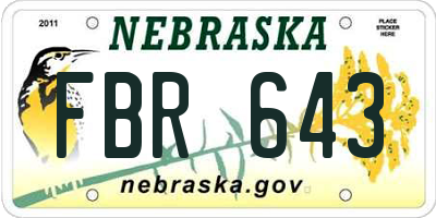 NE license plate FBR643
