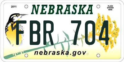 NE license plate FBR704