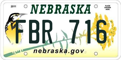 NE license plate FBR716