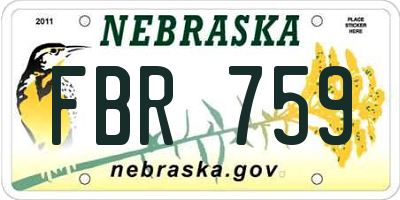 NE license plate FBR759