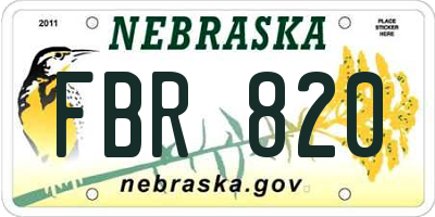 NE license plate FBR820