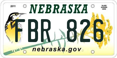 NE license plate FBR826
