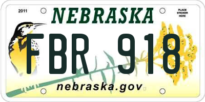 NE license plate FBR918