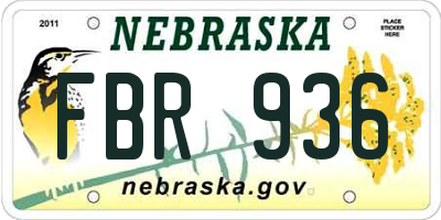 NE license plate FBR936