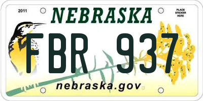 NE license plate FBR937