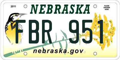 NE license plate FBR951