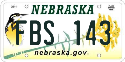 NE license plate FBS143
